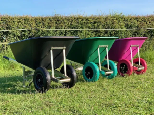 Agri Barrow Wheelbarrow Twin 200 Litre Plastic Tub Puncture Proof Tyres