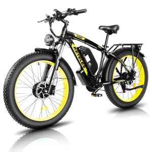 Keteles K800 Electric Fat Tyre E-Bike 2000 Watt 48 Volt 23Ah Dual Motor Black and Yellow (Colour LCD Screen)